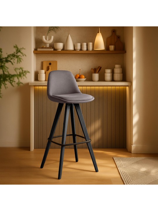 Sada 2 barových stoličiek Corbin Fabric Square, šedohnedá