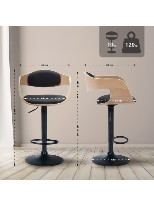 Sada 2 barových stoličiek Kingston B z umelej kože, prírodná/čierna