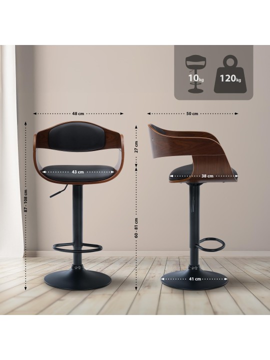 Sada 2 barových stoličiek Kingston B z umelej kože, orech/čierna