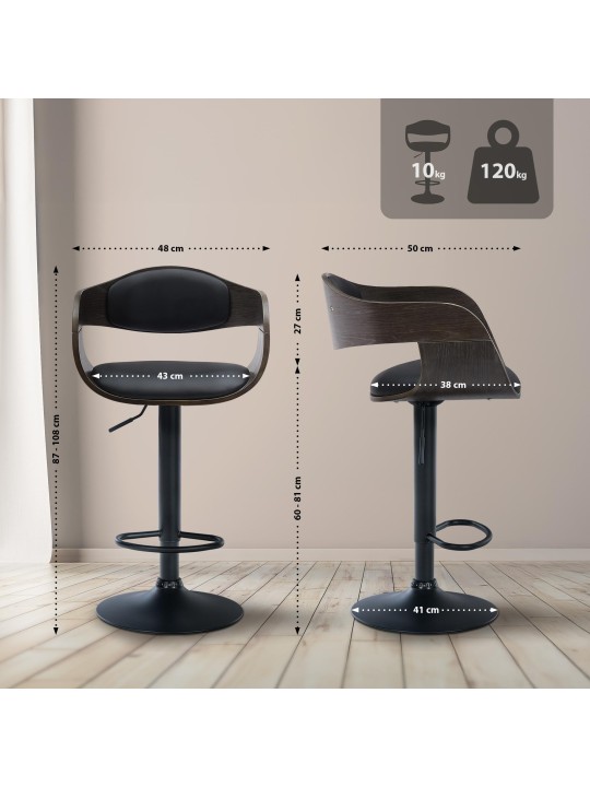 Sada 2 barových stoličiek Kingston B z umelej kože, čierna/sivá