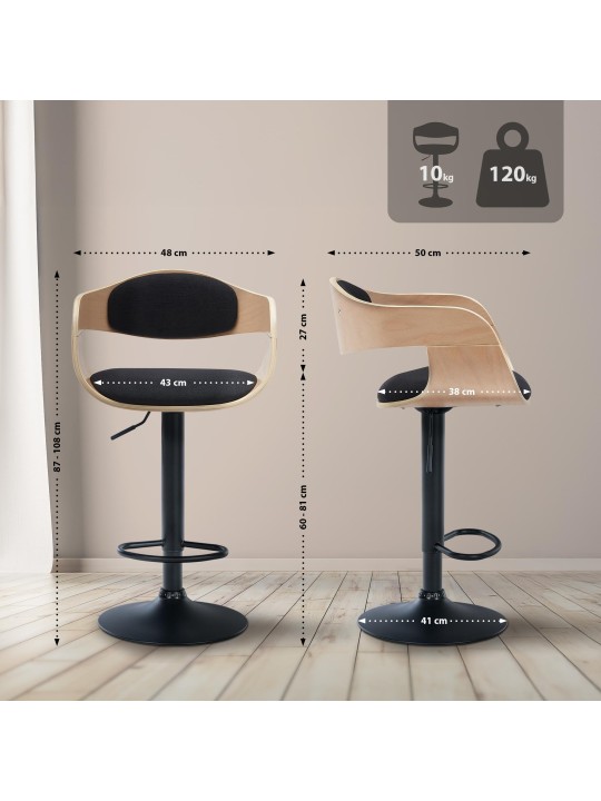 Sada 2 barových stoličiek Kingston B látka, prírodná/čierna