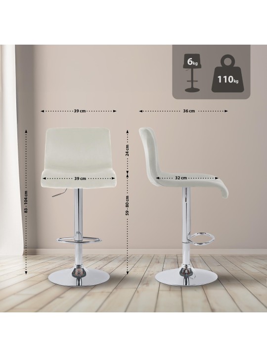 Barová stolička Hoover velvet C, krémová