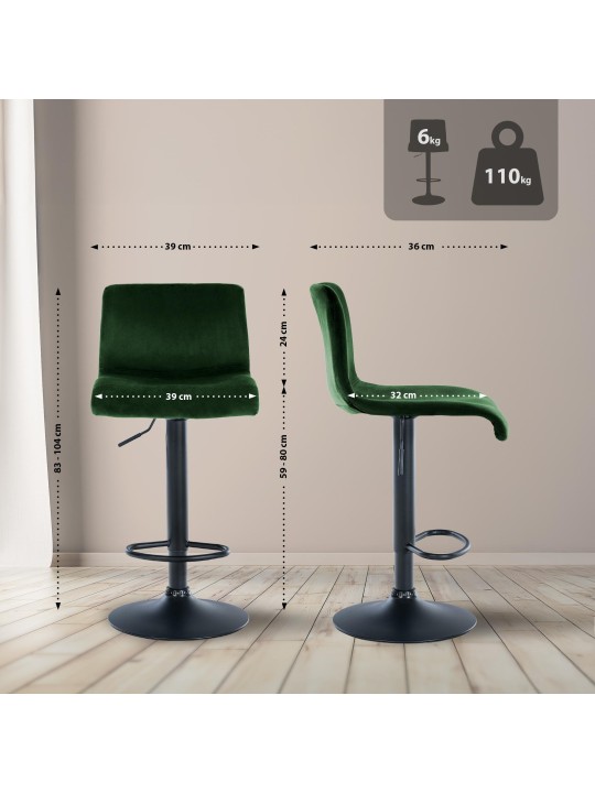 Barová stolička Hoover velvet B, zelená
