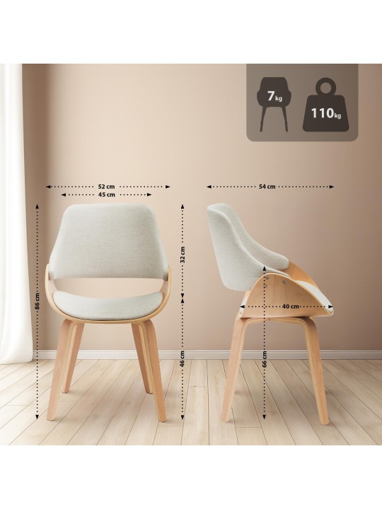 Sada 2 jedálenských stoličiek Vangale, prírodná/krémová