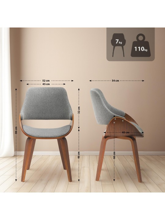 Sada 2 jedálenských stoličiek Vangale, orech/tmavosivá