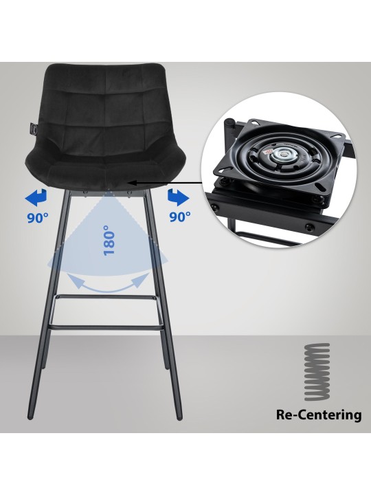 Sada 4 ks otočných barových stoličiek Weston, čierna