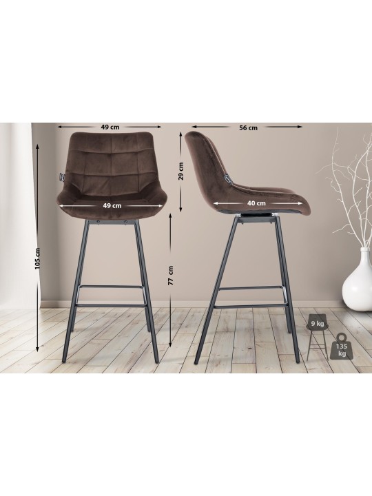 Sada 4 ks otočných barových stoličiek Weston, hnedá