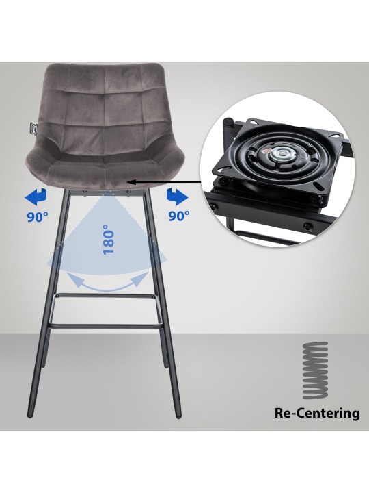 Sada 4 ks otočných barových stoličiek Weston, sivá