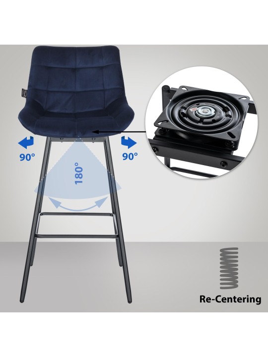 Sada 4 ks otočných barových stoličiek Weston, modrá