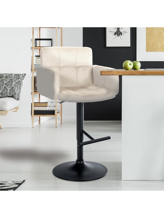 Sada 2 barových stoličiek Los Angeles velvet, krémová