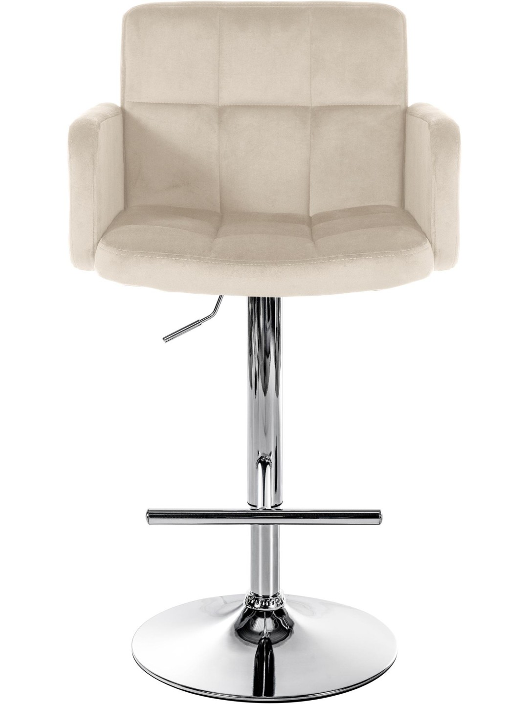 Sada 2 barových stoličiek Los Angeles zamatová chrómová, krémová