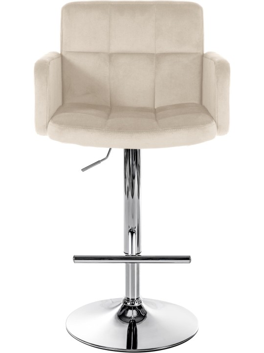 Sada 2 barových stoličiek Los Angeles zamatová chrómová, krémová