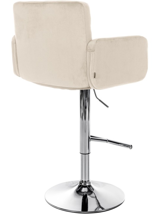Sada 2 barových stoličiek Los Angeles zamatová chrómová, krémová