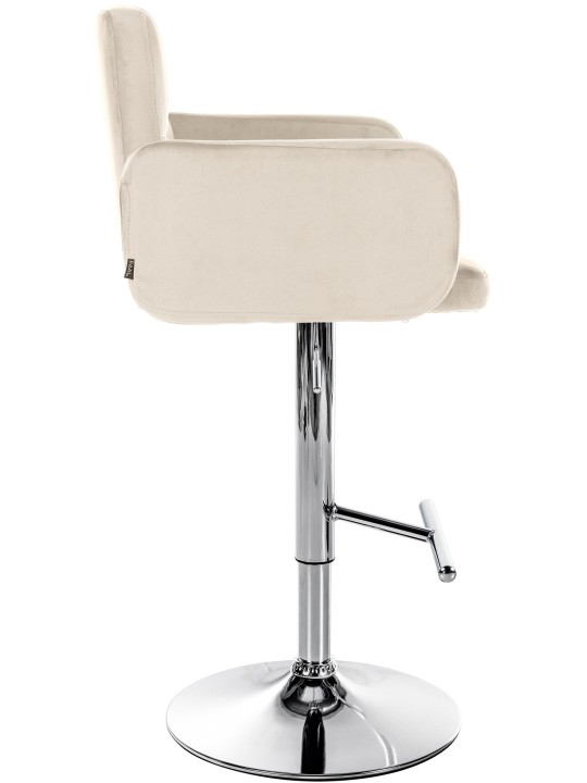 Sada 2 barových stoličiek Los Angeles zamatová chrómová, krémová