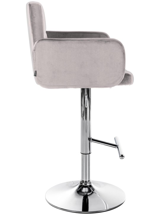 Sada 2 barových stoličiek Los Angeles zamatová chrómová, sivá