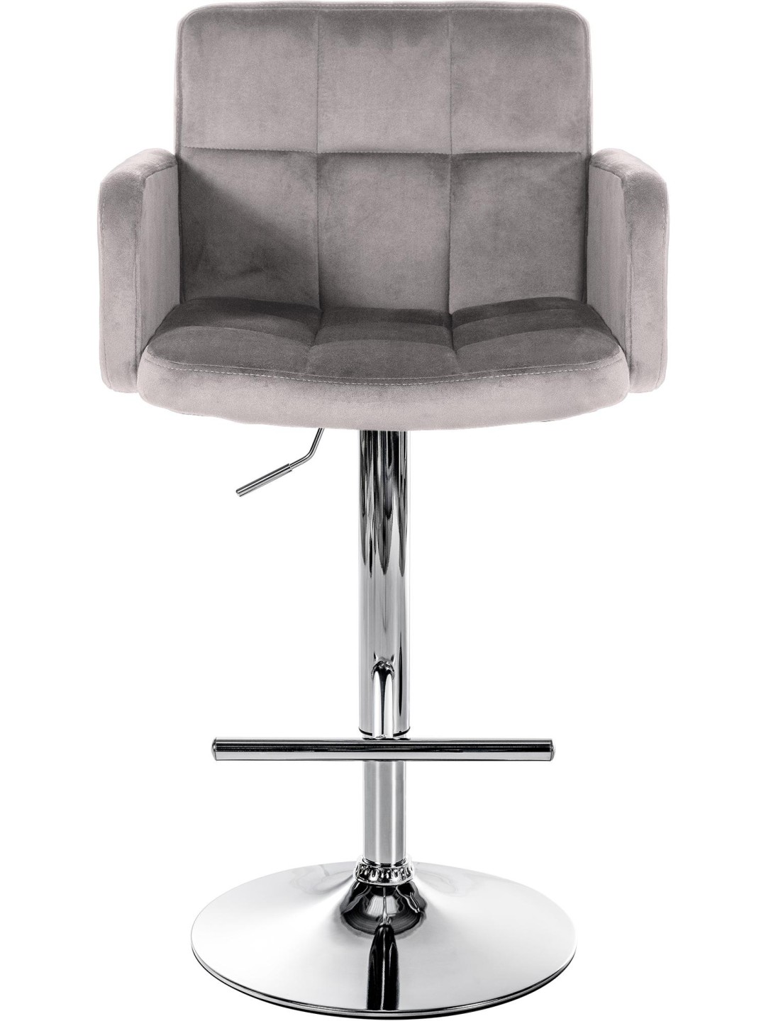 Sada 2 barových stoličiek Los Angeles zamatová chrómová, sivá