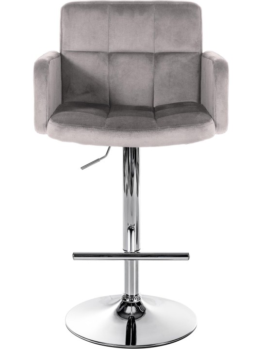 Sada 2 barových stoličiek Los Angeles zamatová chrómová, sivá