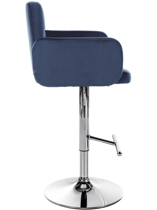 Sada 2 barových stoličiek Los Angeles zamatová chrómová, modrá