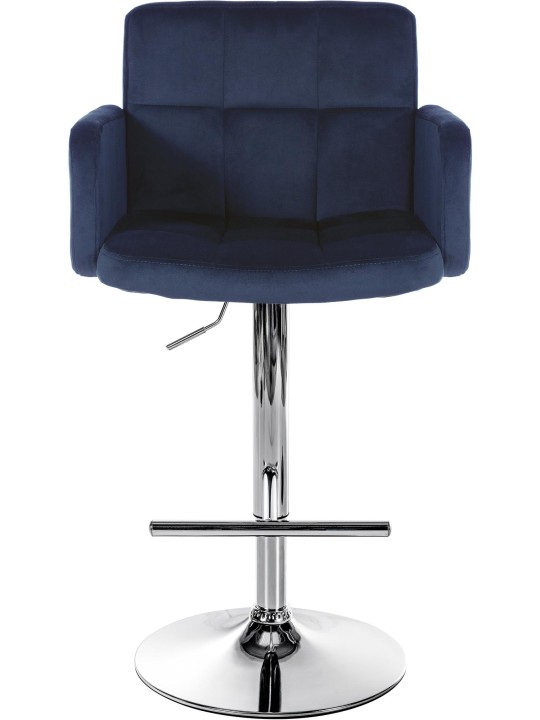 Sada 2 barových stoličiek Los Angeles zamatová chrómová, modrá