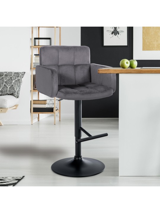 Sada 2 barových stoličiek Los Angeles velvet, tmavosivá