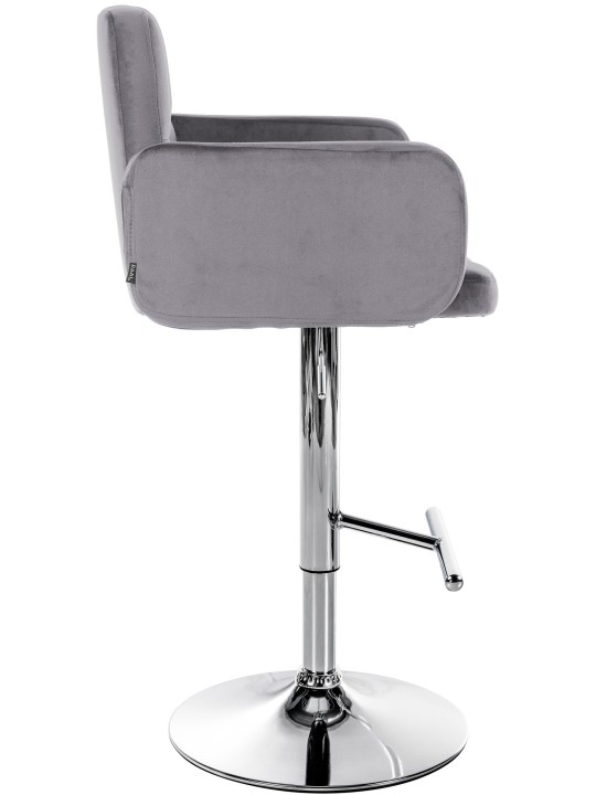 Sada 2 barových stoličiek Los Angeles zamatová chrómová, tmavosivá