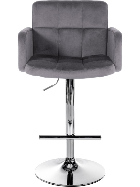 Sada 2 barových stoličiek Los Angeles zamatová chrómová, tmavosivá