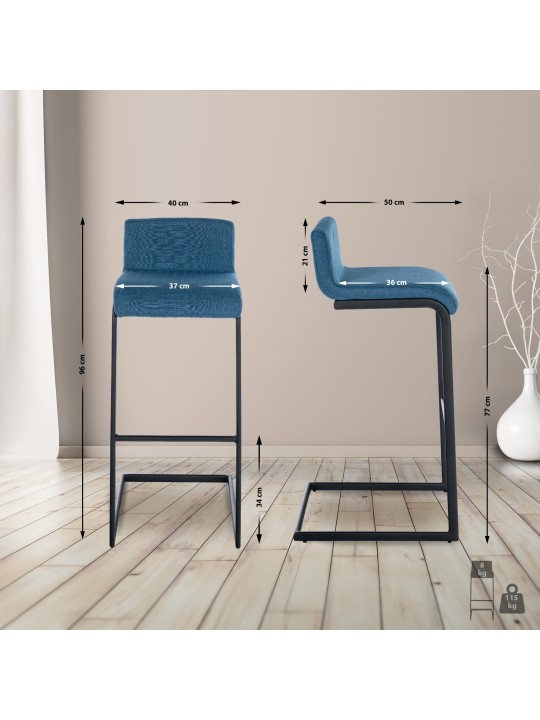 Sada 2 barových stoličiek Newport B látka, modrá