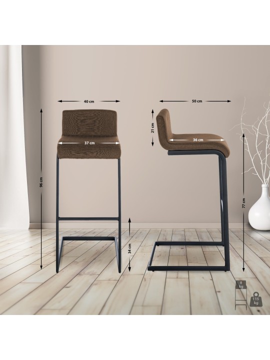 Sada 2 barových stoličiek Newport B látka, hnedá