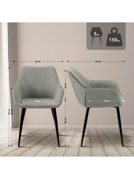 Jedálenská stolička látka Vessa, svetlosivá