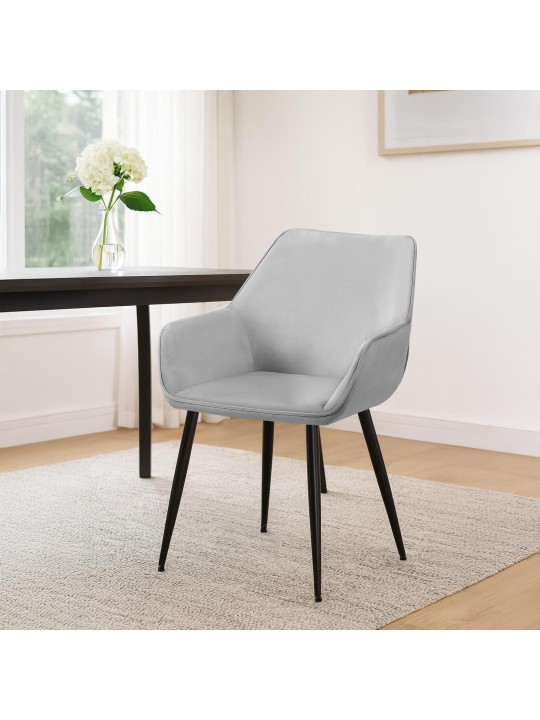 Sada 2 jedálenských stoličiek Vessa velvet, svetlosivá