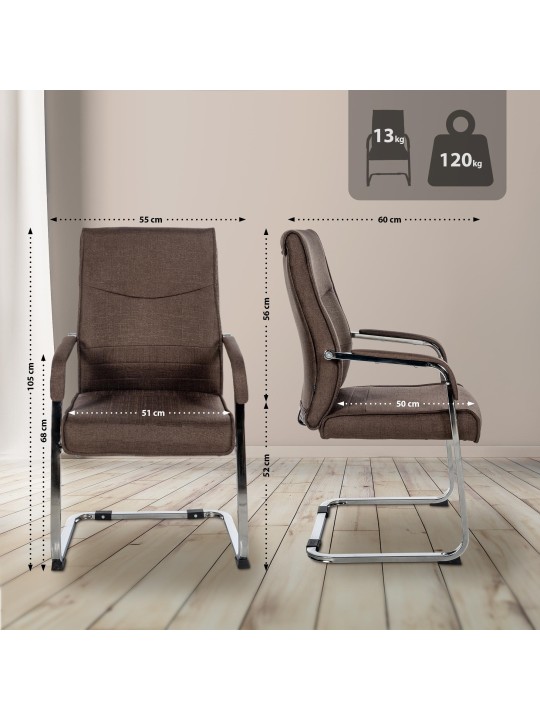 Sada 2 návštevníckych stoličiek látka Hobart, hnedá