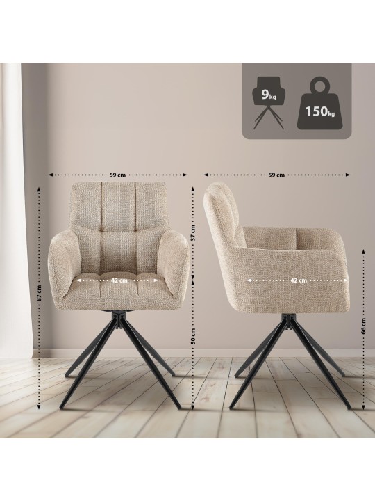 Jedálenská stolička Jonah látka, svetlohnedá