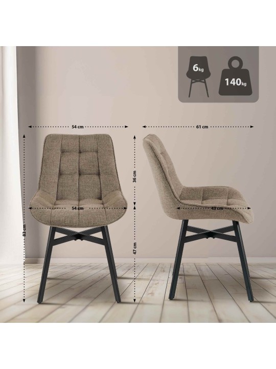 Stolička Colby látka, šedohnedá