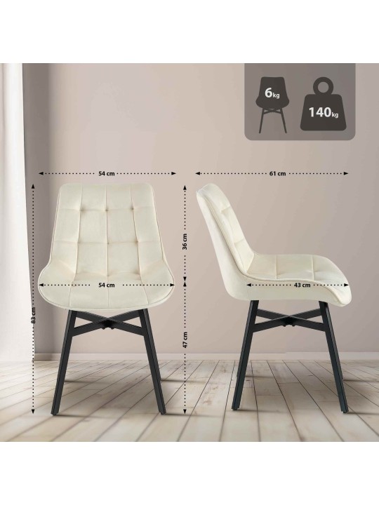 Stolička Colby Velvet, krémová