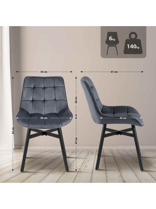 Stolička Colby Velvet, tmavosivá