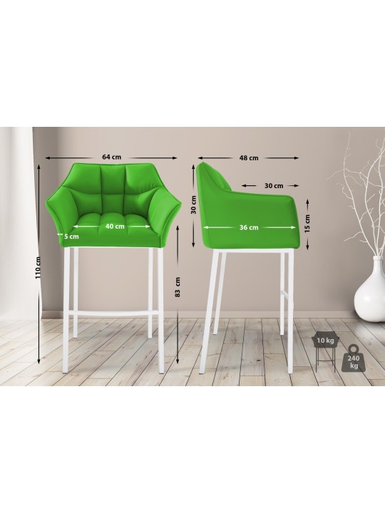 Barová stolička Damaso so 4-nohým rámom, zelená