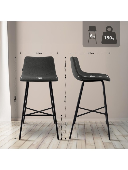 Barová stolička Altona látka, tmavosivá