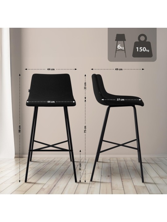 Barová stolička Altona látka, čierna