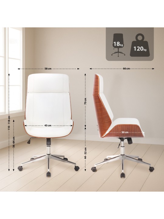 Kancelárske kreslo Varel z umelej kože, orech/biela Kancelárske kreslo Varel z umelej kože, orech/biela