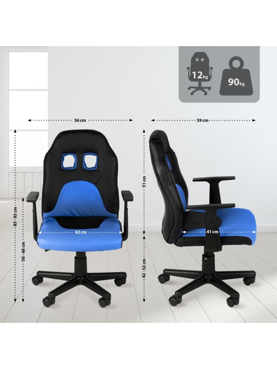 Detská kancelárska stolička Fun, čierna/modrá