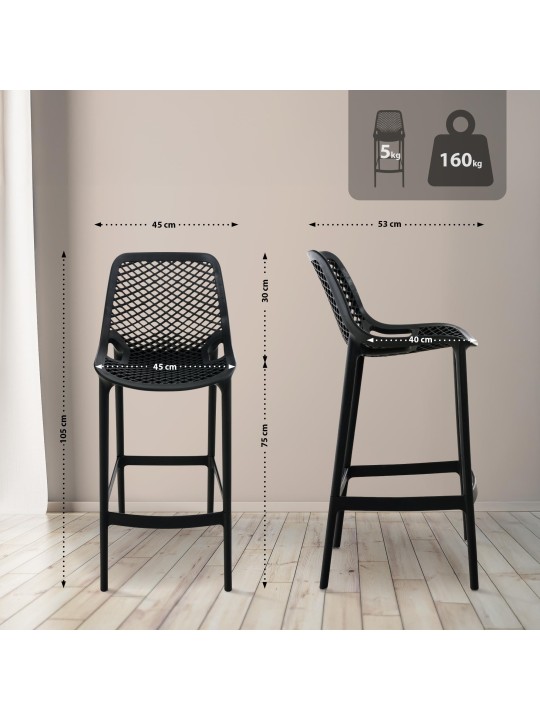 Sada 2 barových stoličiek Air, čierna