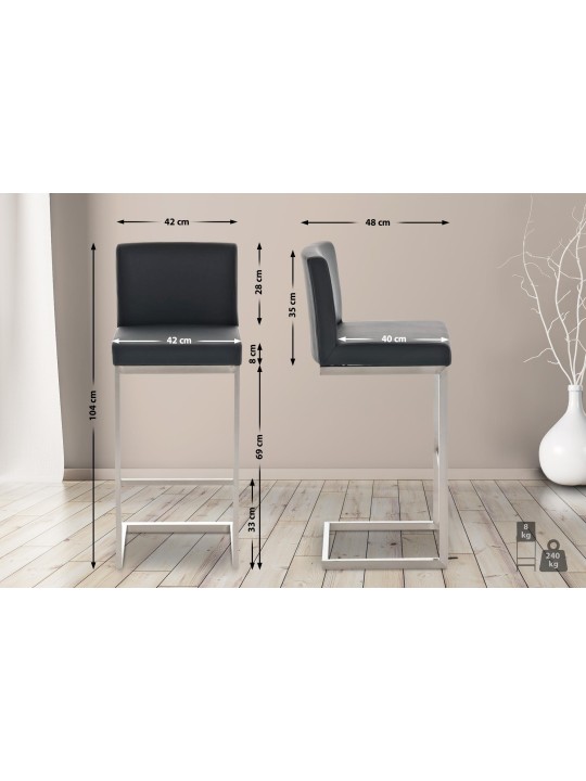 Sada 2 barových stoličiek Paros z umelej kože, čierna