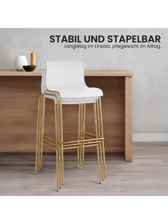 Sada 2 barových stoličiek Hoover plastová 4-stopová zlatá, biela
