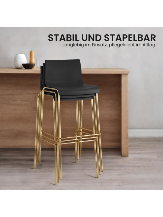 Sada 2 barových stoličiek Hoover plastová 4-stopová zlatá, čierna