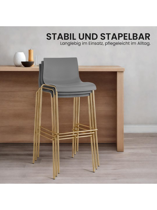 Sada 2 barových stoličiek Hoover plastová 4-stopová zlatá, sivá