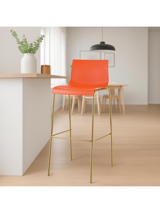Sada 2 barových stoličiek Hoover plastová 4-stopová zlatá, oranžová