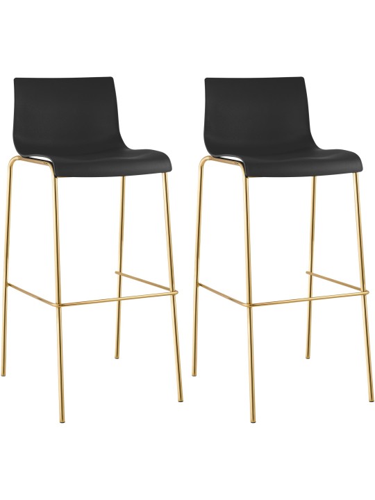 Sada 2 barových stoličiek Hoover plastová 4-stopová zlatá, čierna