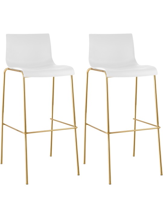 Sada 2 barových stoličiek Hoover plastová 4-stopová zlatá, biela