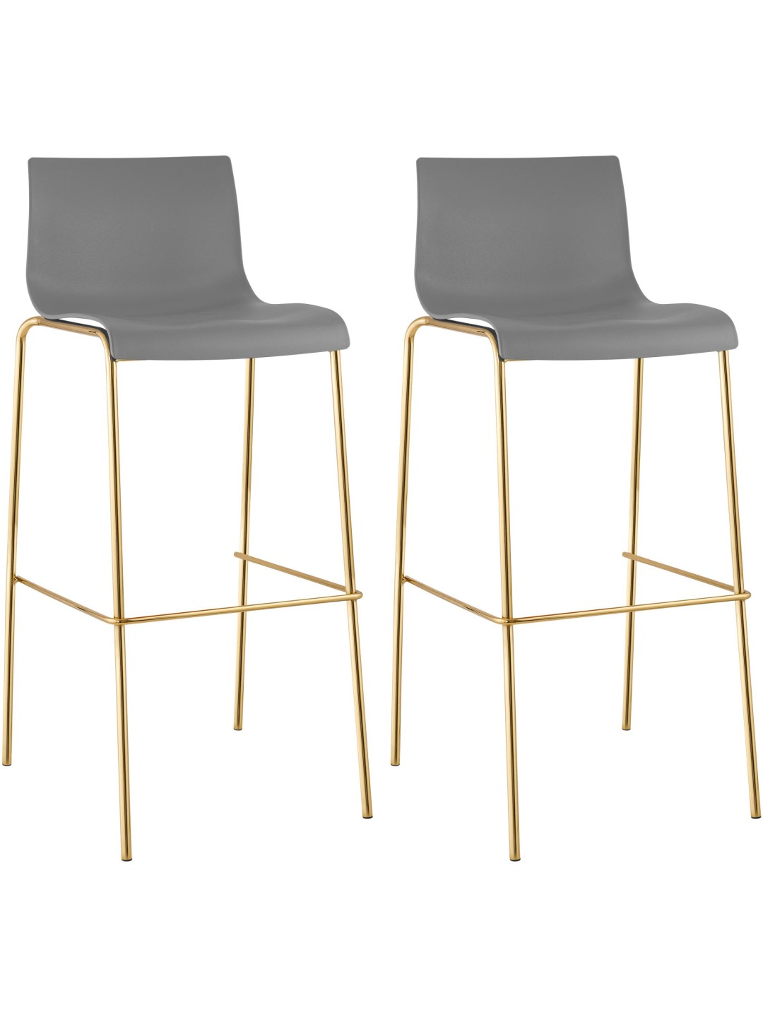 Sada 2 barových stoličiek Hoover plastová 4-stopová zlatá, sivá