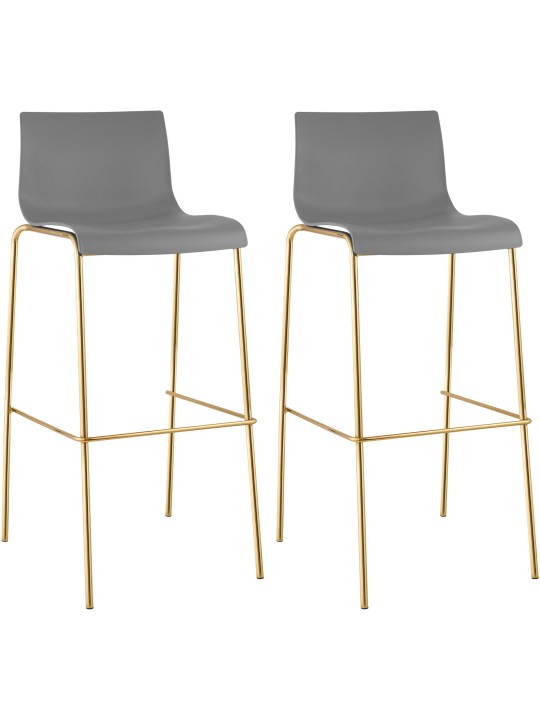 Sada 2 barových stoličiek Hoover plastová 4-stopová zlatá, sivá
